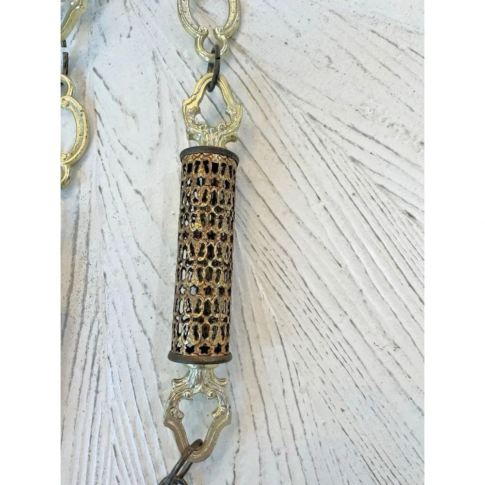 Vtg Filigree Metal Tubes Decorative Chandelier Swag Lamp Replacement Chain 8 ft